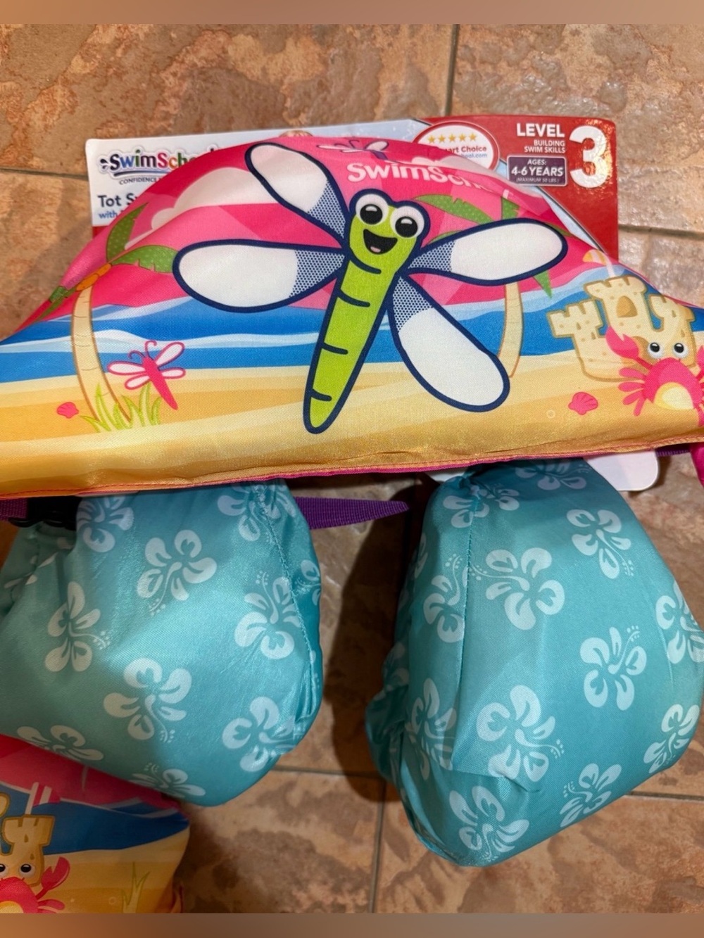 SwimSchool Kids Dragonfly One-Piece Swim Float - Pink & Teal